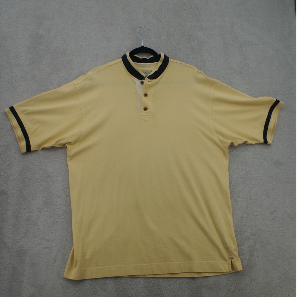 Cutter & Buck Mens XL Polo Shirt Yellow Short Sleeve Banded Collar Cotton Golf